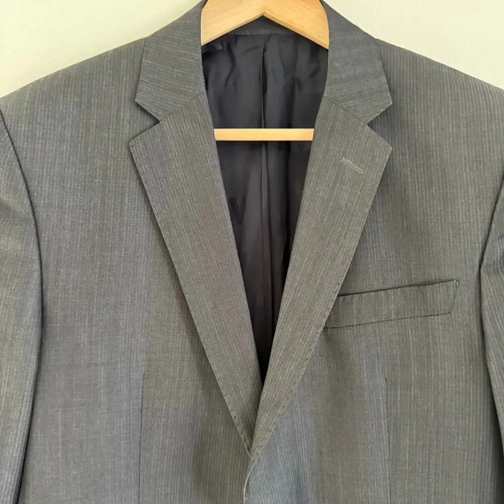 Versace Collection Sport Coat Blazer 100% Wool Dark Gray Light Pinstripe Size 50